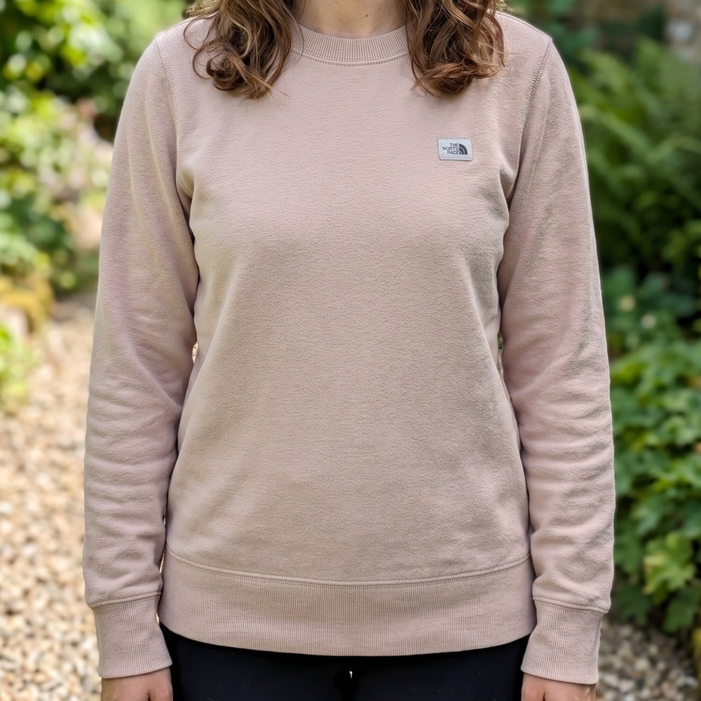 The North‎ Face Womens Heritage Patch Crewneck Sweatshirt Rose Tan Pink 5318